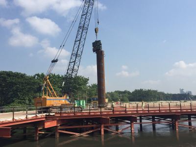 iID 1500 x 16mm thk x 12m Long Steel casing for West Coast Highway bore piling work, Klang