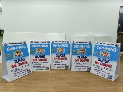Print PP Hollow A Board Stand for ACE  Swimming club At Bukit jalil, KL | Marketing Display | Event Setup | Signage Board | Visual Merchandising