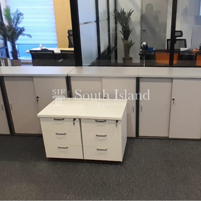 Low Cabinet Sliding Door & Mobile Pedestal for Office Storage in Puncak Alam
