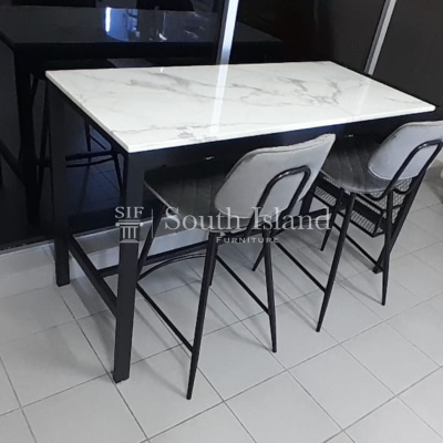 Marble Bar Table with Bar Chair Setup