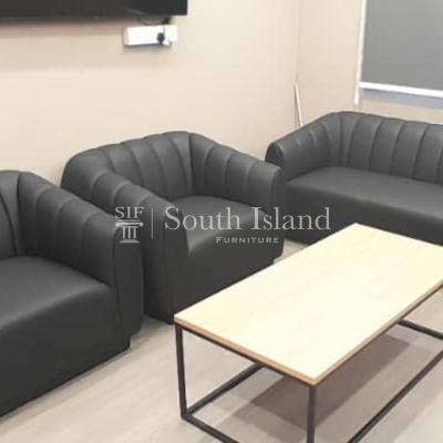 Modern Black Leather Sofa & Office Chair Set for Meeting & Reception Area Use in Sungai Buloh