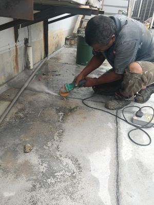 Surface preparation in progress