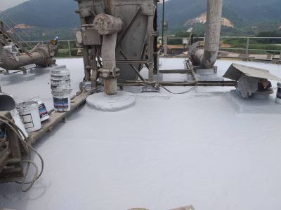 Application of Bostik Liquid Applied Waterproofing Membrane System over Cement Silo Facilities Roof completed