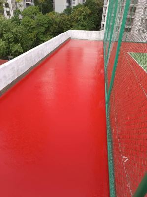 Application of 2 coats of acrylic colour coating completed and pending to cure