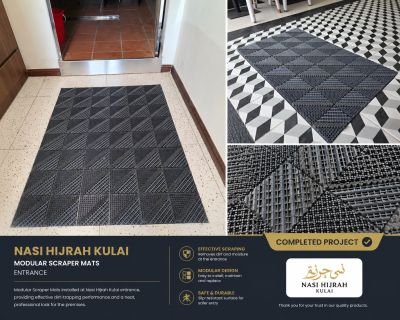 Completed Project: Modular Scraper Mats for Nasi Hijrah Kulai Entrance.