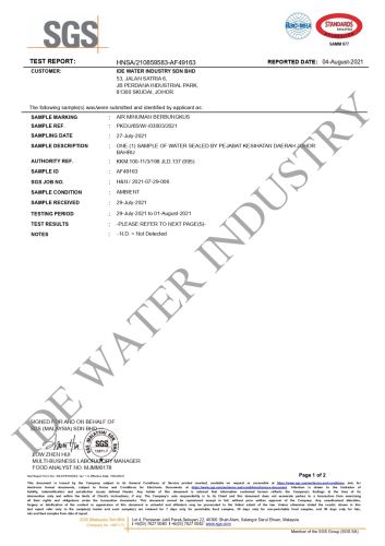 SGS WATER TEST