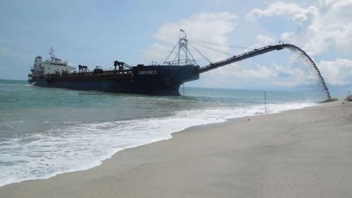 Beach nourishment using 3 in 1 sand carrier