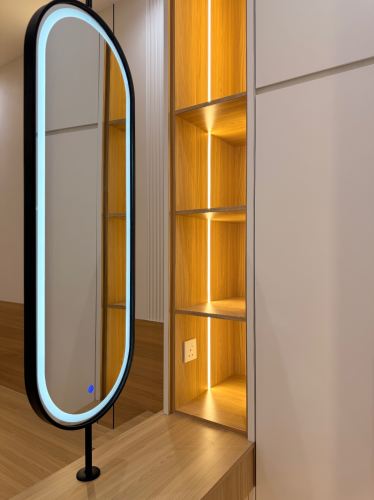 Suspended Mirror Engineering and Lighting 