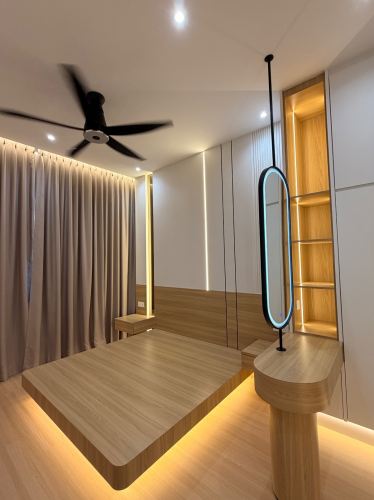 Floating Platform Bed and Suspended Mirror Engineering 