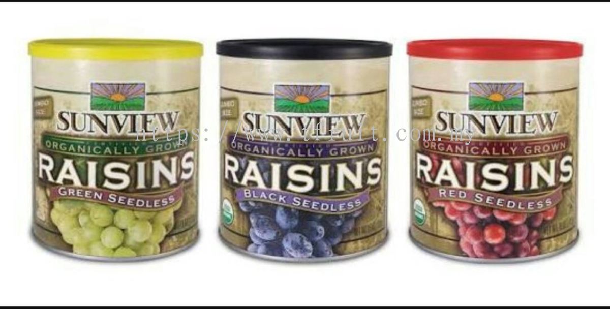  Sunview Organic Green Raisins - 3 15 Oz. Canisters