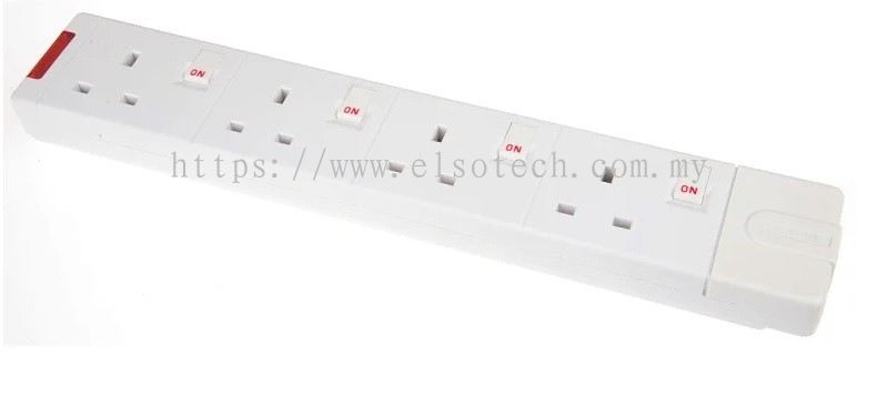 RS PRO 2m 6 Socket Type G - British Extension Lead, 230 V ac