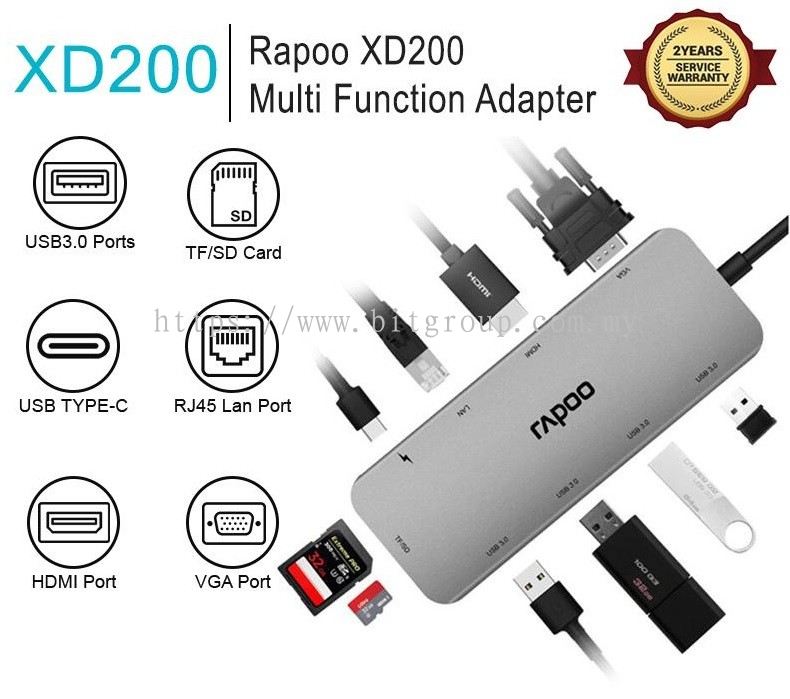 Buy Rapoo XD200C 10 Port USB 2.0 Hub with Fast Charge Support for
