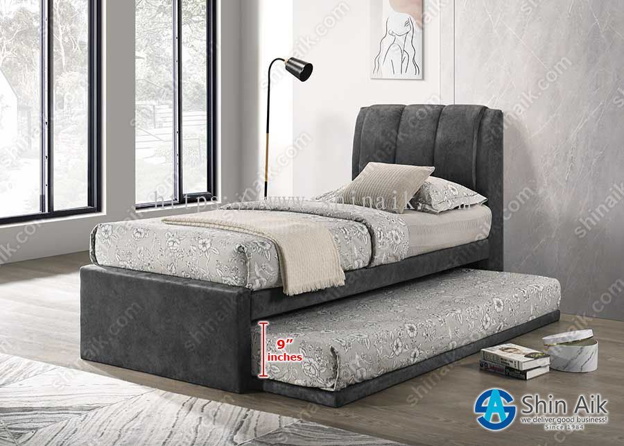 Muar SB951087 (8HB) Dark Grey Velvet Channel Tufted Single Divan Bed With  Pull-Out Bed Single Bed - Bedroom Supplier from Shin Aik Marketing (M) Sdn  Bhd
