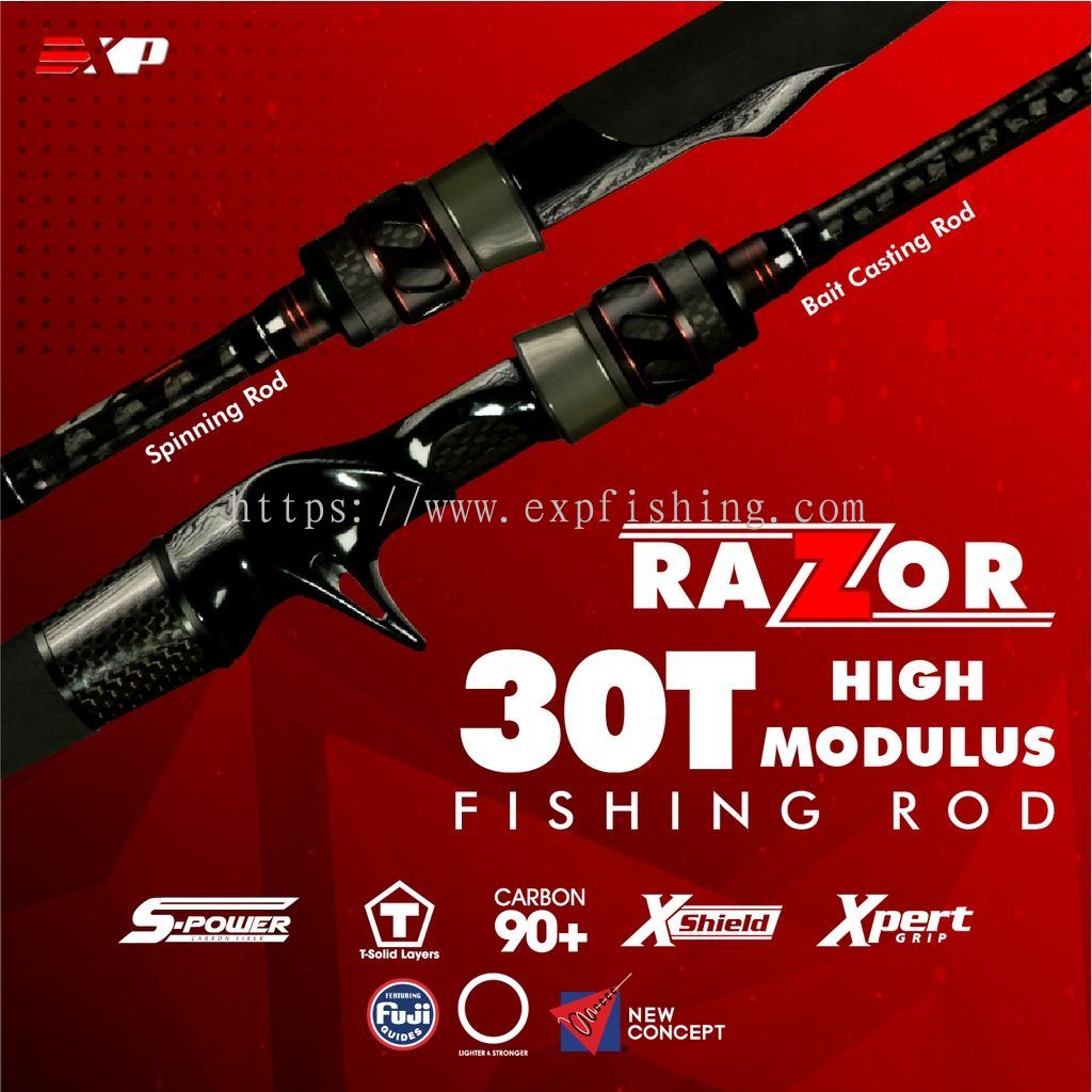 Penang,Bukit Mertajam EXP RAZOR ROD Carbon Fiber 2PCS Fishing Rod Medium  Light Fishing Rod from EXP FISHING (M) SDN BHD