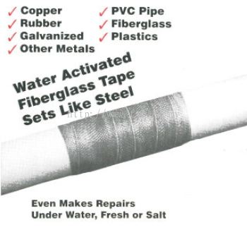 Water activated fibreglass pipe repair tape