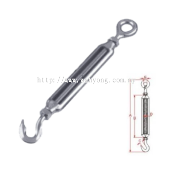 Stainless Steel Turnbuckles, SS304 Hook + Eye