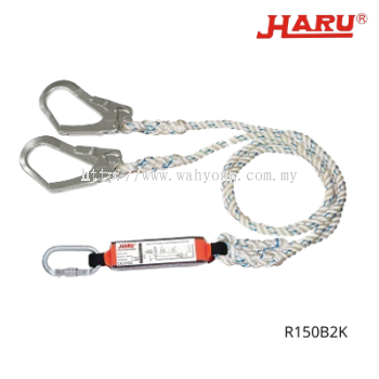 Nylon Rope Absorber Lanyard - Double Snap Hook