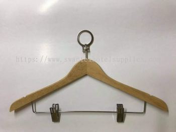 Wooden Anti Thef Hanger with Clip