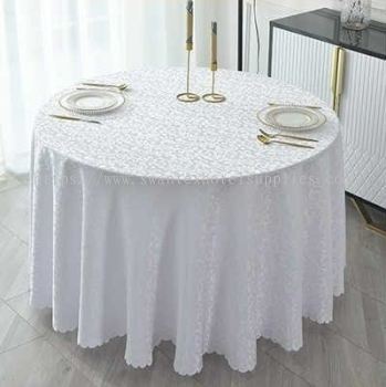  (READY STOCK) White Color Table Cloth  116" (295cm round ) 