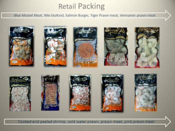 Variety Of Frozen Seafood Retail packing 