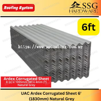 UAC Ardex Corrugated Sheet 6' (1830mm) Natural Grey