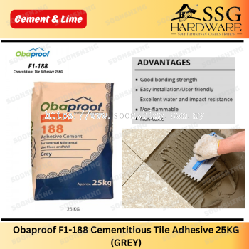 Obaproof F1-188 Cementitious Tile Adhesive 25KG (GREY)