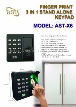 AST -X6 FINGER PRINT 3IN1 STAND ALONE KEYPAD