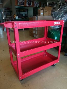 工业级红色三层式轮式工具柜