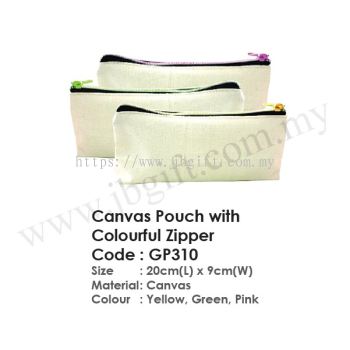 Canvas Pouch with Colourful Zipper GP310