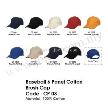 Baseball 6 Panel Cotton Brush Cap CP 03