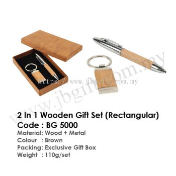 Malaysia Corporate Gift - 2 In 1 Wooden Gift Set (Rectangular) BG 5000