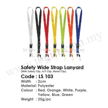 Safety Wide Strap Lanyard (With Safety Clip, HP Clip, Metal Clip) LS 103