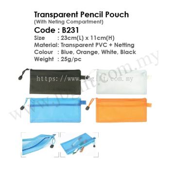 Transparent Pencil Pouch (With Neting Compartment) B231