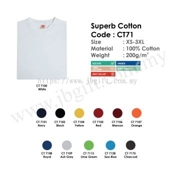 Superb Cotton T-Shirt Uniform 100% Cotton CT71 (Unisex)