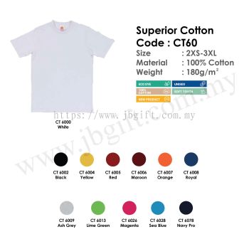 Superior Cotton T-Shirt Uniform 100% Cotton CT60 (Unisex)