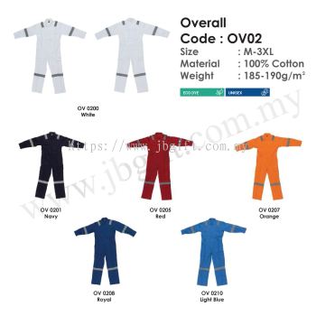 Overall / Coverall / Workwear Uniform 100% Cotton OV02 (Unisex)