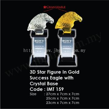 3D Star Figure In Gold Success Eagle with Crystal Base IMT 159