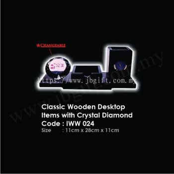 Classic Wooden Desktop Items with Crystal Diamond IWW 024