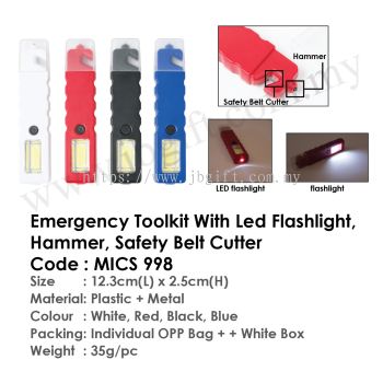 Emergency Toolkit MICS 998 (With Led Flashlight, Hammer, Safety Belt Cutter)