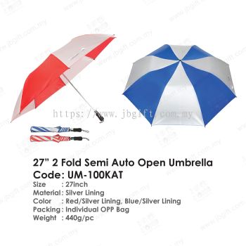27'' 2 Fold Semi Auto Open Umbrella UM-100KAT