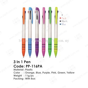 3 In 1 Plastic Pen PP-116PA