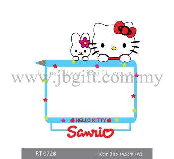 RT 0728 Car Decal (Road Tax Sticker) - Hello Kitty With Pencil 16cm X 14.5cm