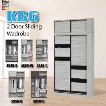 Erica KB6 Sliding 2 Door Wardrobe +Top / 5ftx7.5ft / 4ft'x7.5ft