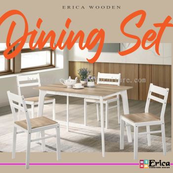  Erica Modern Solid Rubber Wood Dining Set