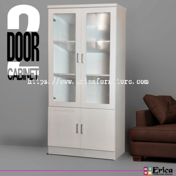  2 Doors Book Cabinet - White/Brown colour