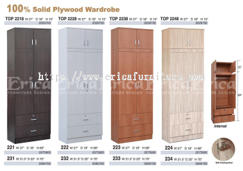 2 Door Solid Plywood Wardrobe with Top