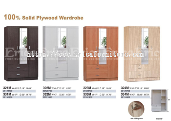 3 Door Solid Plywood Wardrobe With Mirror