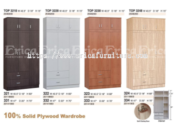 3 Door Solid Plywood Wardrobe with Top