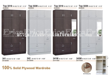 3 Door Solid Plywood Wardrobe with Top