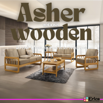 2417 Asher Solid Wooden Sofa Set - Ash/Walnut